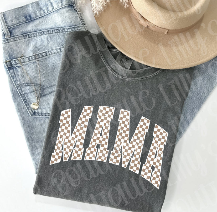 Mama Checkered (pepper comfort colors)