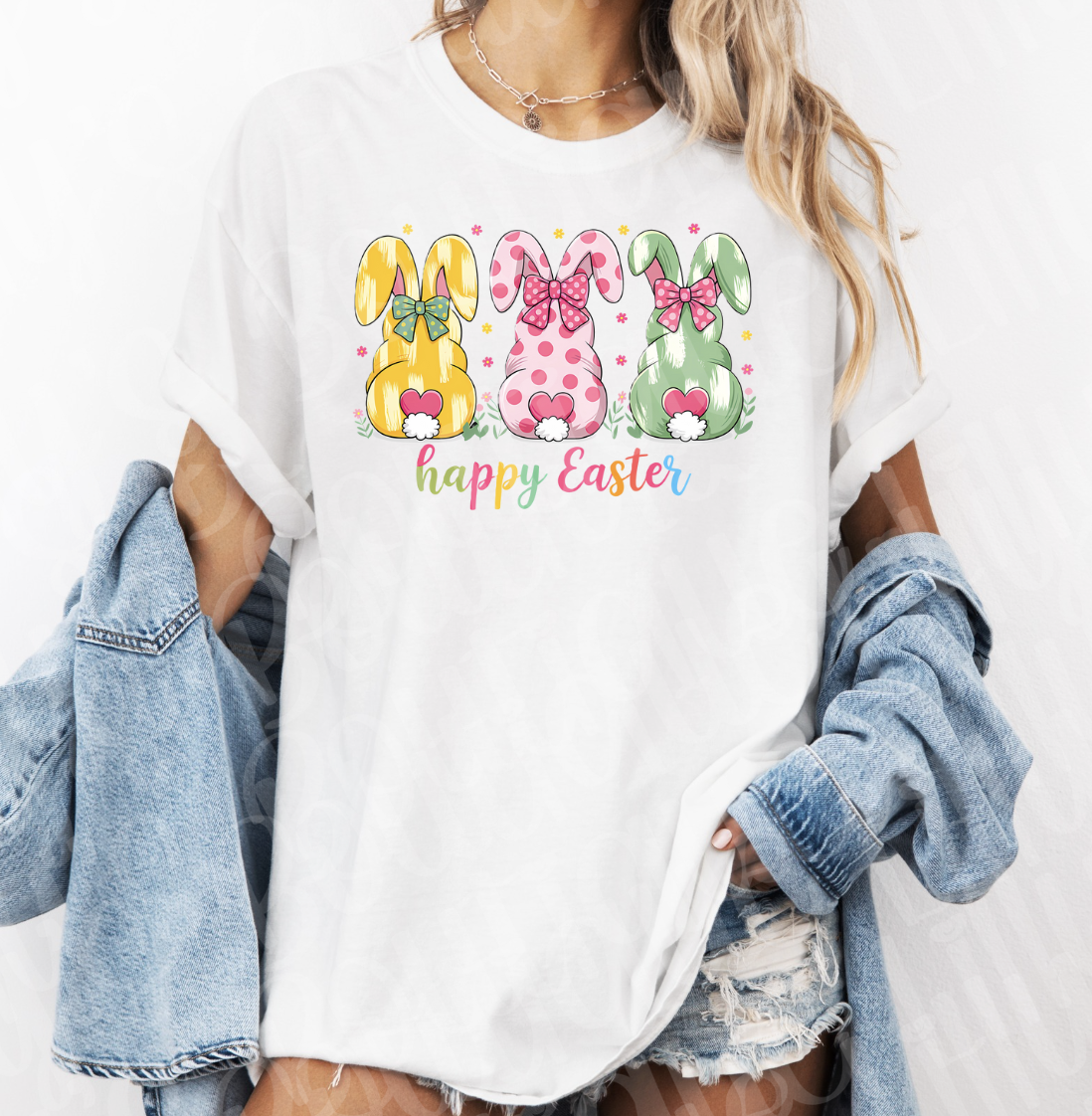 Happy Easter Bunnies (white)