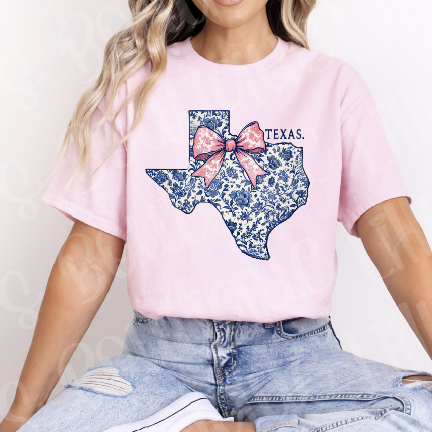 Texas Blue with Bow (light pink)