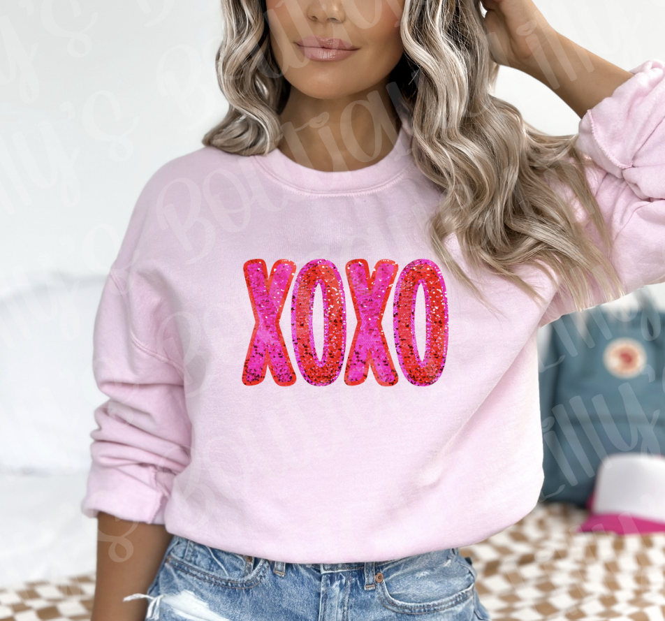 XOXO sweatshirt (not actual sequins)
