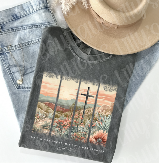 His love was Greater (comfort colors pepper)