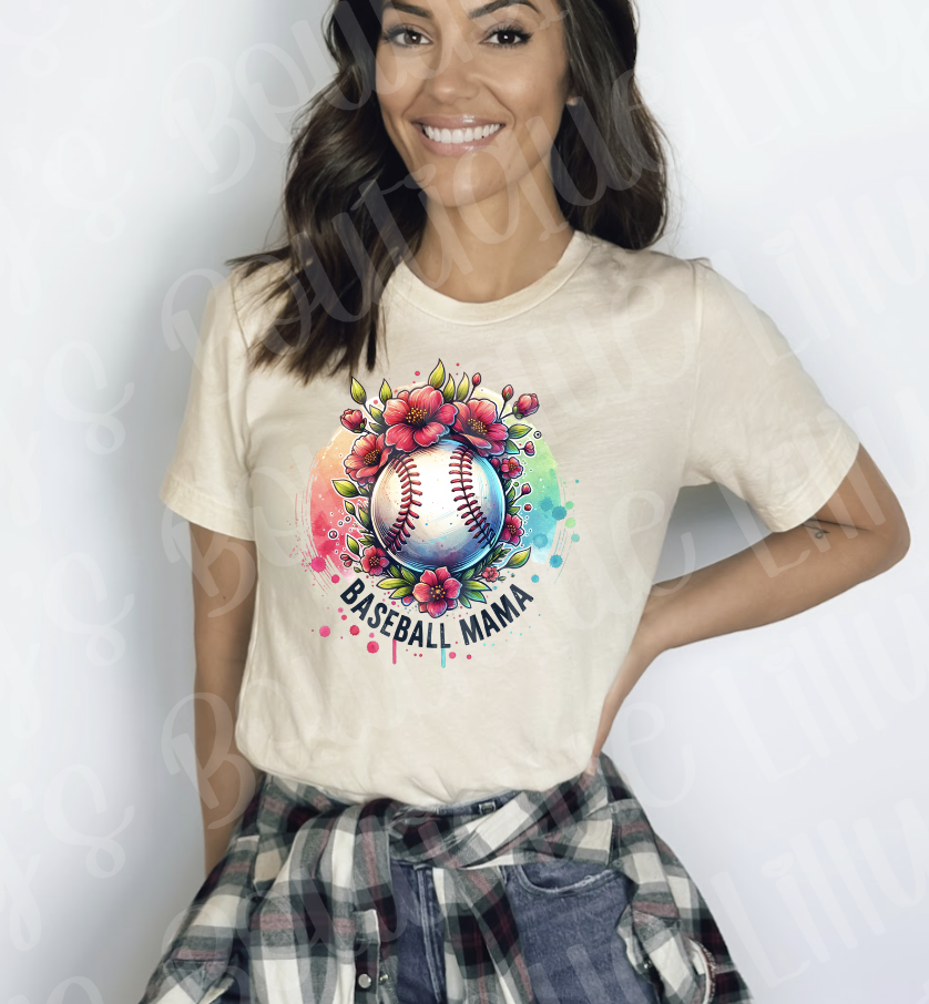 Floral Baseball mama tee