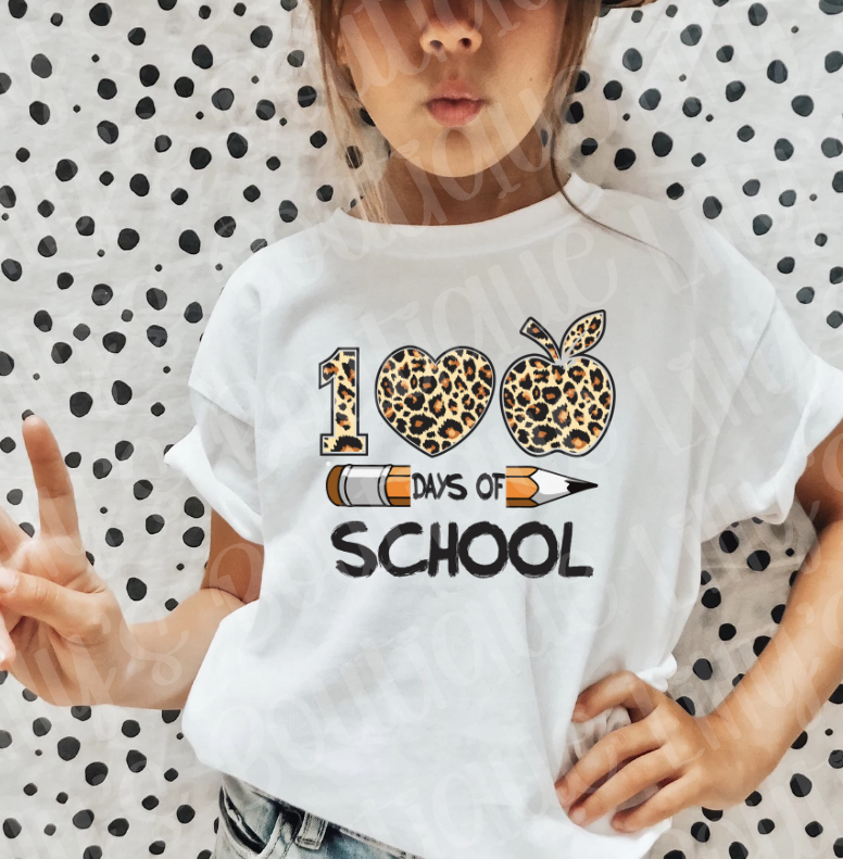 100 days leopard youth tee