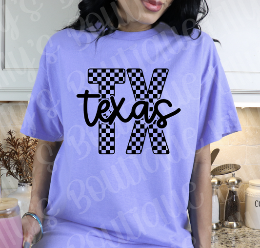 TX checkered tee