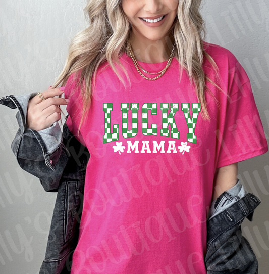 Lucky mama pink tee