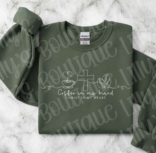 Coffee in Hand, Christ in my heart (olive)