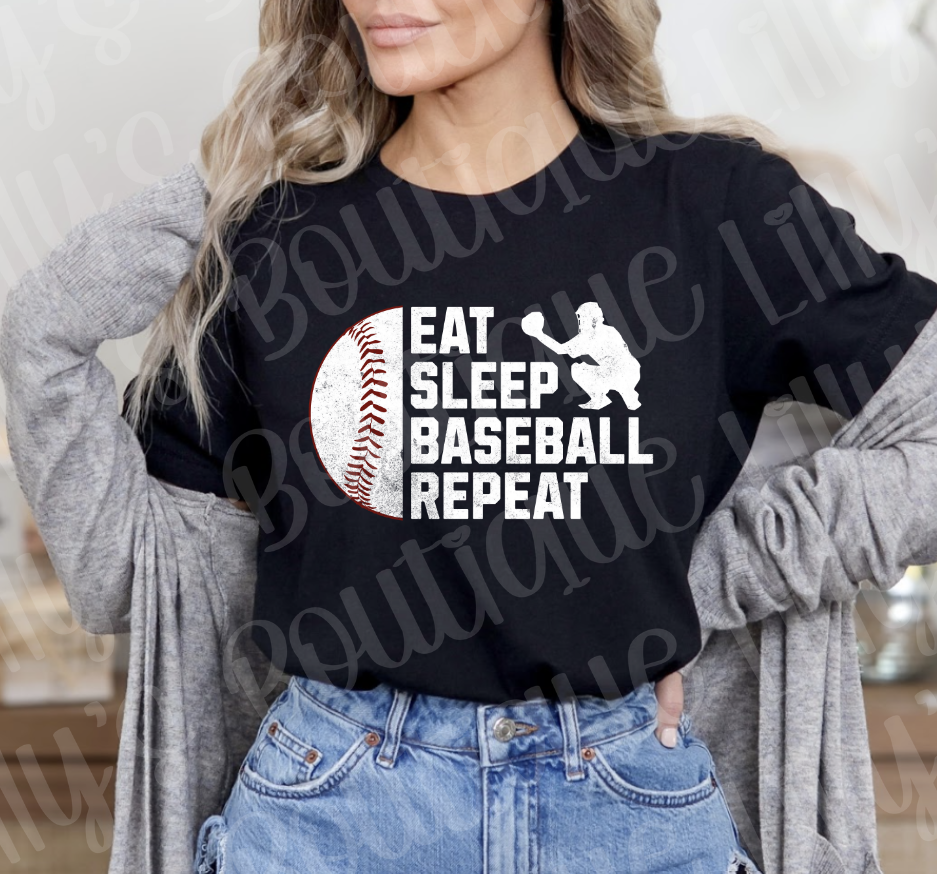 Eat Sleep Baseball Repeat tee