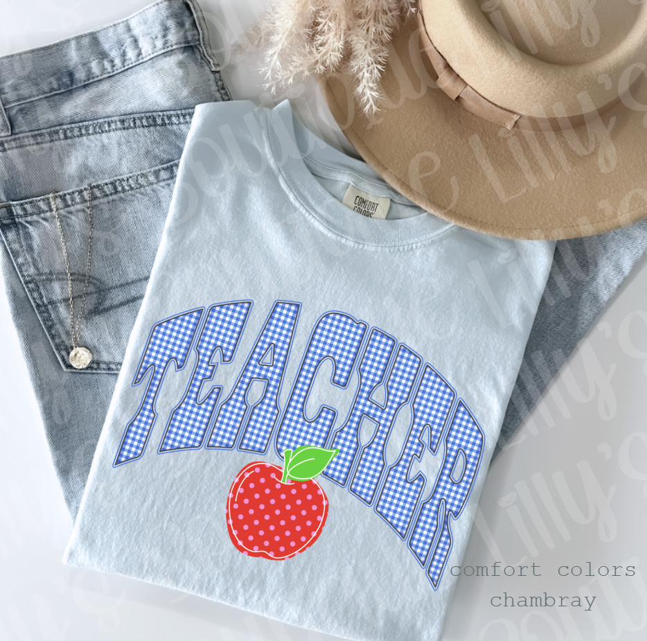 Teacher Apple Gingham Graphic Tee