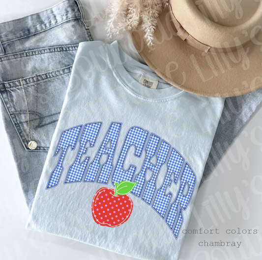 Teacher Apple Gingham Graphic Tee