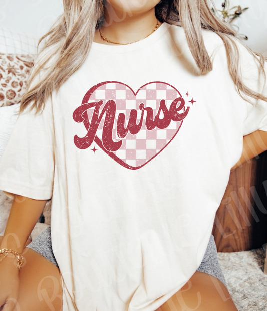 Nurse checkered heart (ivory)