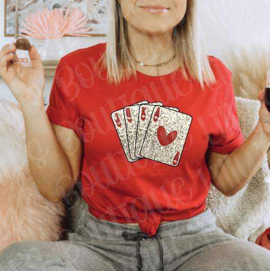 Valentines Hand tee (not actual Glitter)