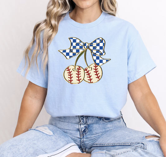 Baseball Cherries (light blue)