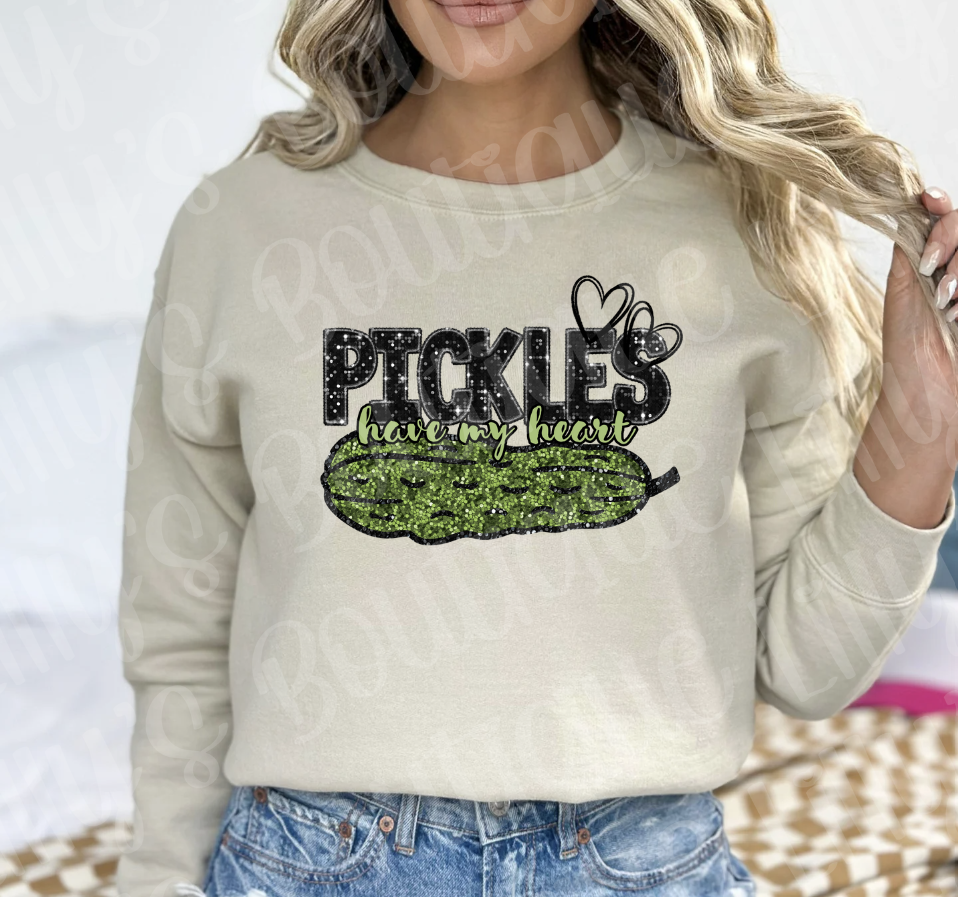 Pickles have my heart sweatshirt (not actual glitter)