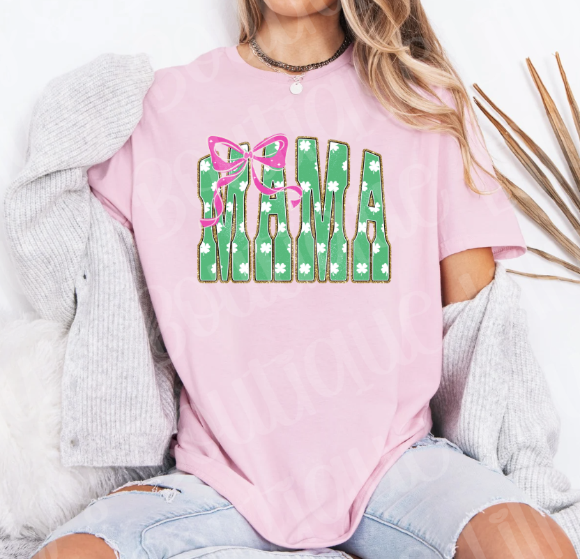 Mama Bow Tee | Trendy Preppy Mama Graphic