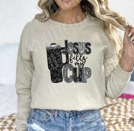 Jesus fill my cup sweatshirt (not actual glitter)