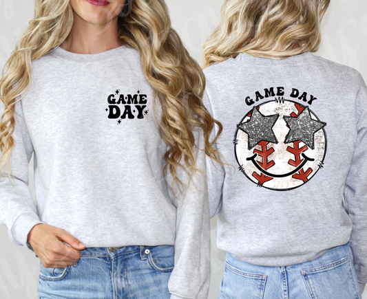 Game Day baseball sweatshirt (not actual glitter)