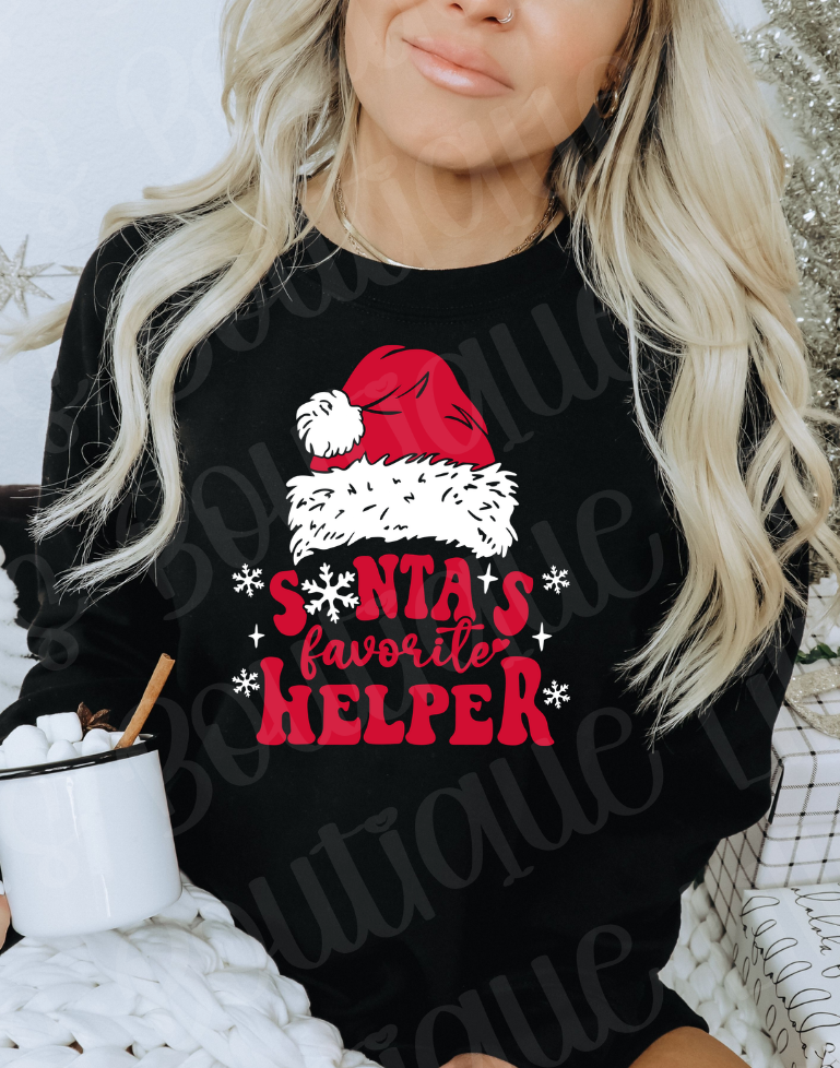 Santa's Favorite Helper (black sweatshirt)