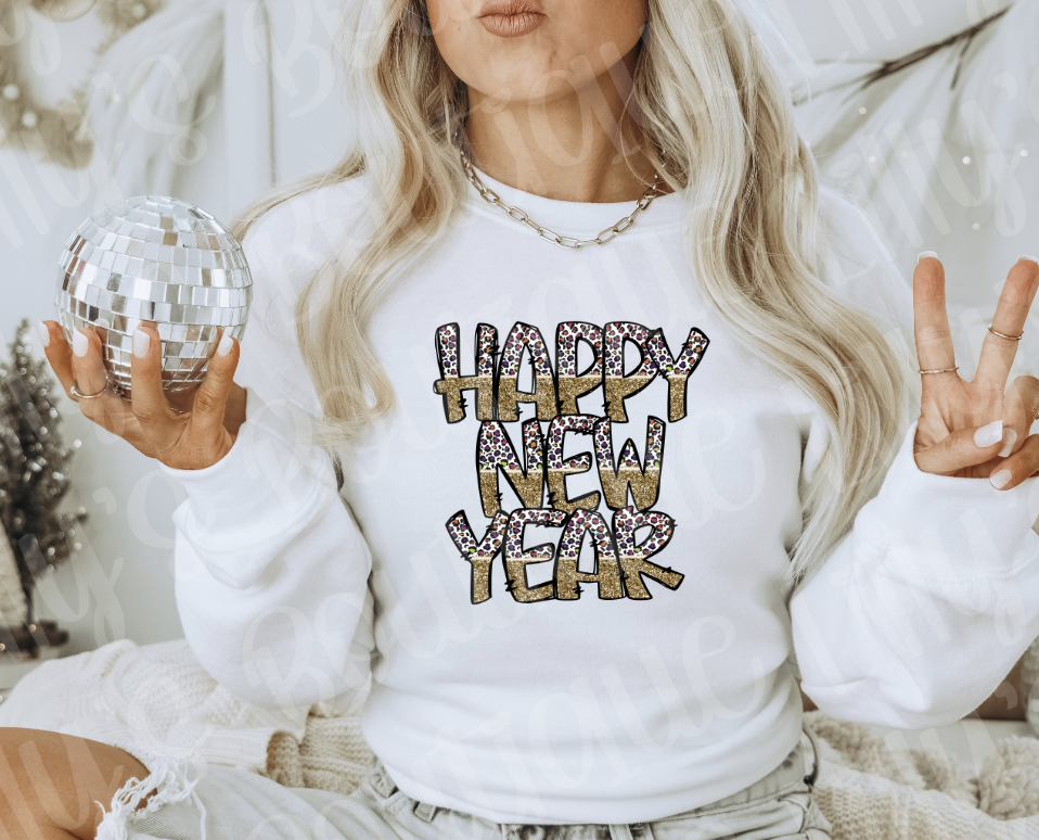 Leopard happy new year sweatshirt