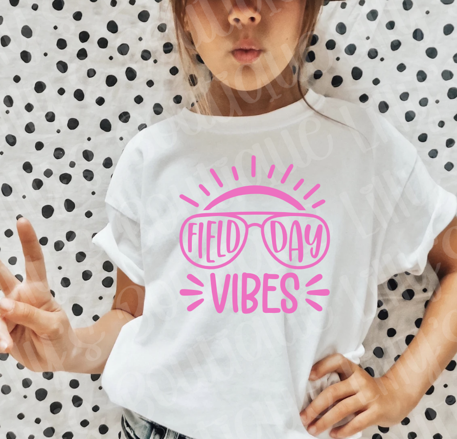 Field Day Vibes PInk Design tee