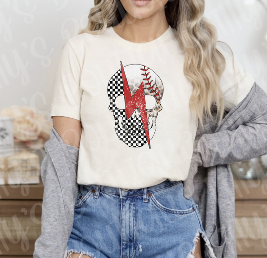 Checkered Skull Baseball tee