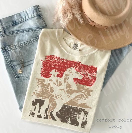 Vintage Western Cowboy Desert Tee | Retro Rodeo Graphic Shirt | Comfort Colors