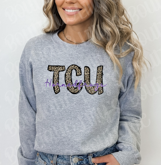 leopard tcu sweatshirt