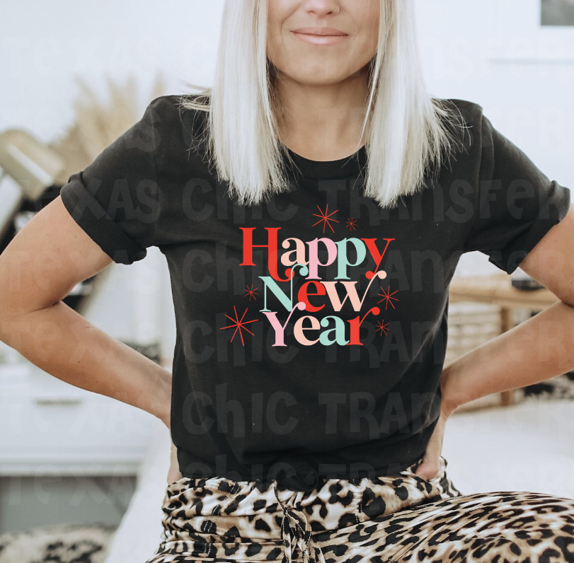 Happy new year colorful tee