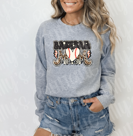 baseball mom rock on sweatshirt