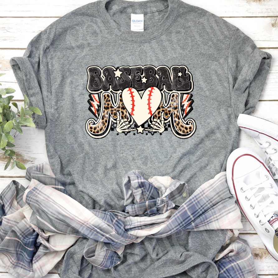 Baseball mom rock on tee