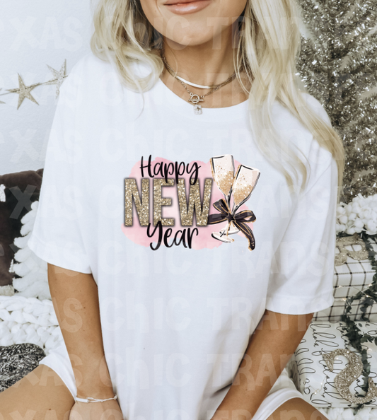 Happy New Year Champagne Glass tee