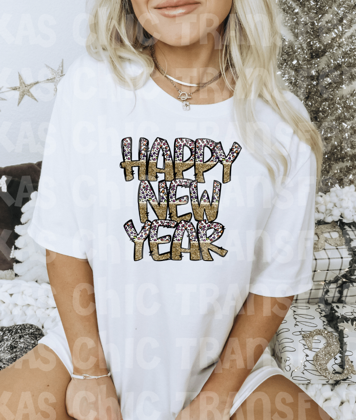 Leopard happy new year tee