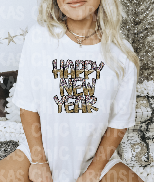 Leopard happy new year tee