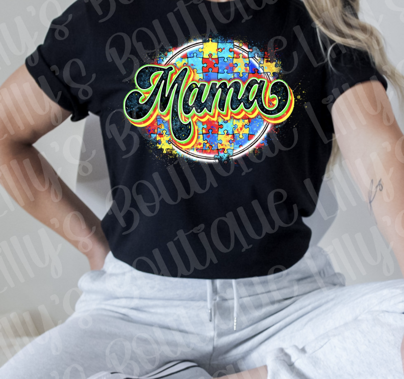 Puzzle Piece mama (black) tee