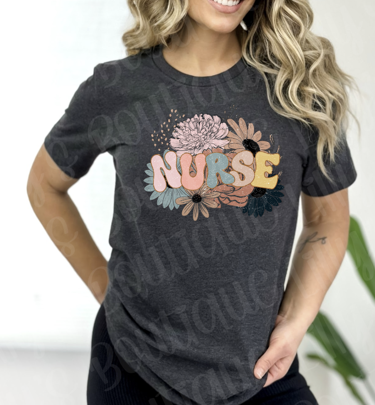 Floral Nurse tee